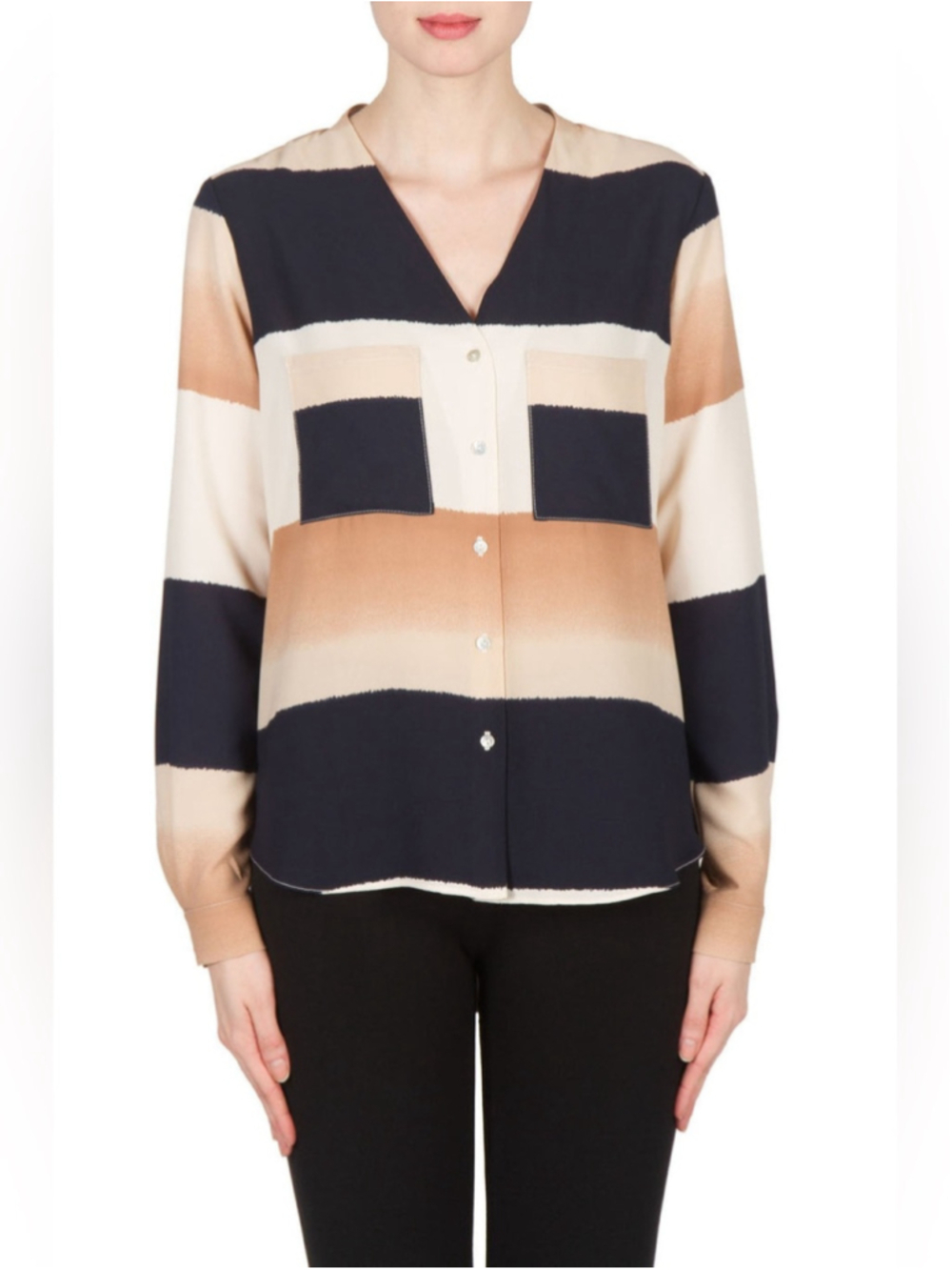 Joseph Ribkoff Navy/Beige/Off-White Blouse Style 173628 Size 10